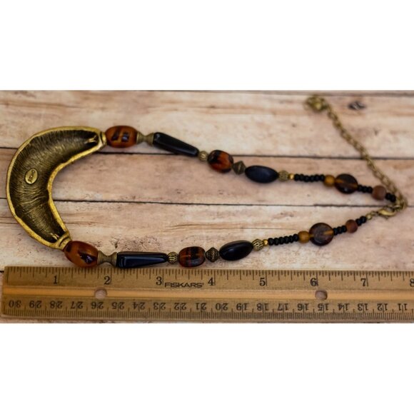 18 inch, Vintage Abstract Wavy Crescent Necklace by Chicos - X26 - Picture 3 of 3